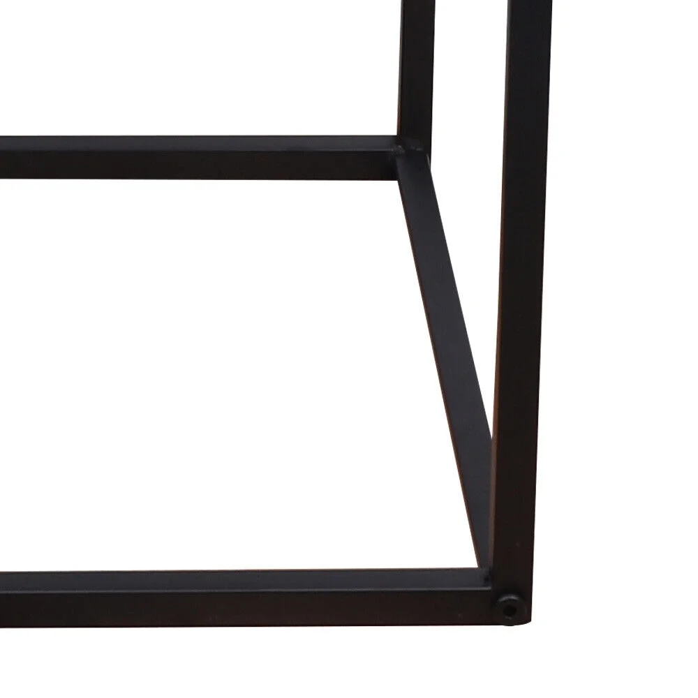 2PC Modern Metal Square Tray Coffee Table End Table Side Table Matte Black Plate