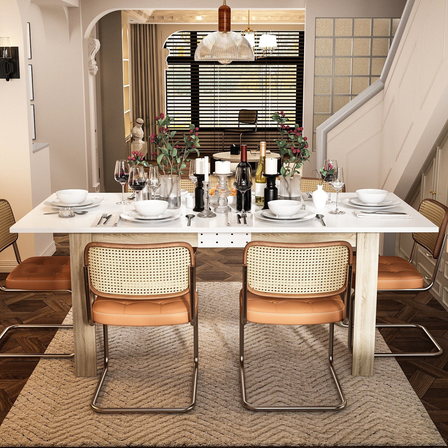 Modern Dining Table 4-6 People Kitchen Dining Room Table Extendable