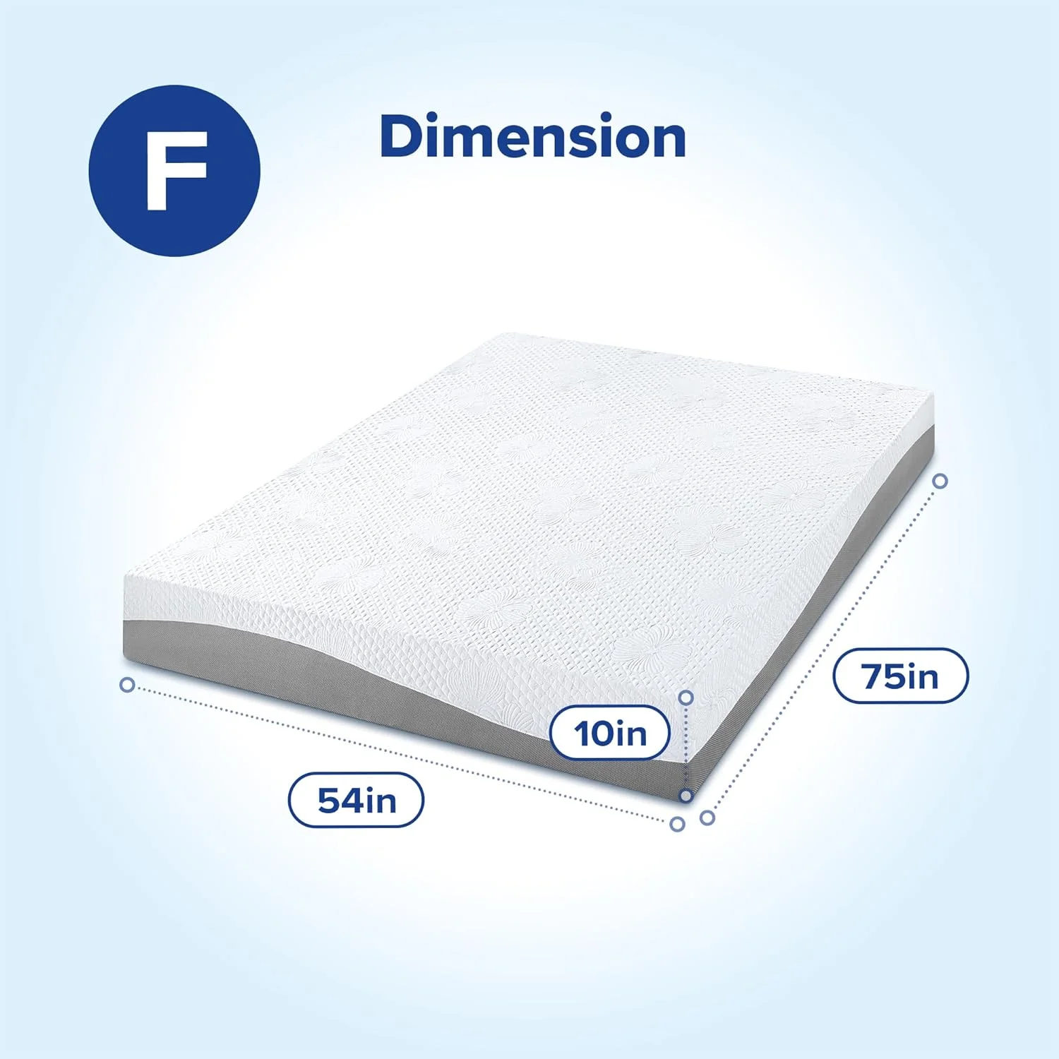 Full Mattress, 10 Inch Mattress, Gel Infused for Comfort and Pressure Relief, CertiPUR-US Certified, Bed-in-a-Box, Medium Firm, Grey, Full Size