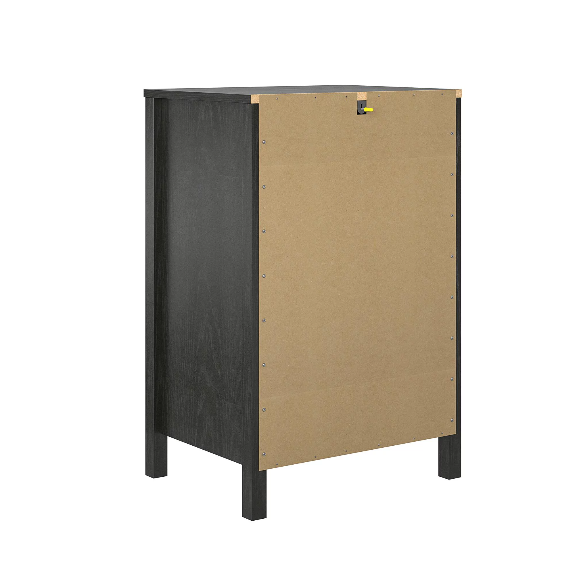 Ameriwood Home Wimberly Bar Cabinet, Black Oak with Faux Rattan