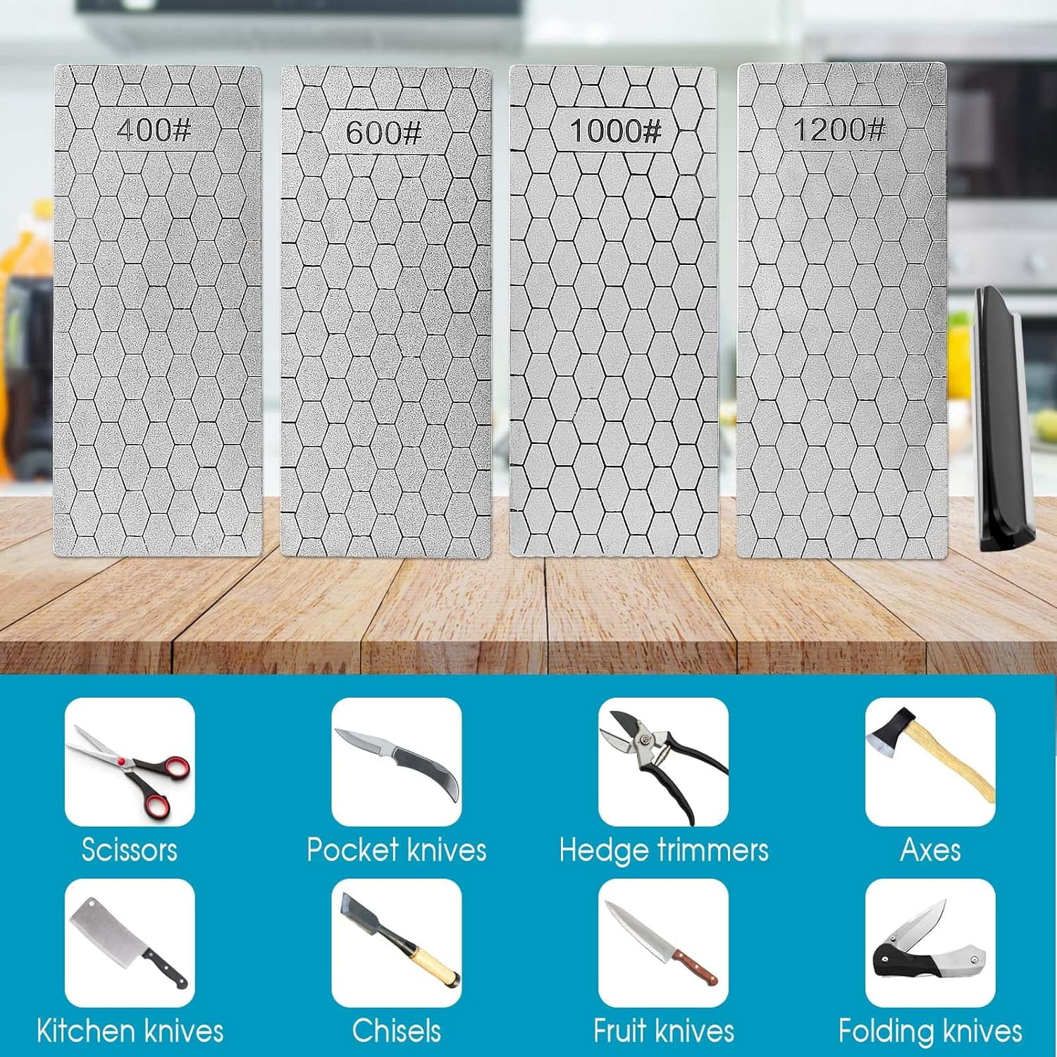 Double-Sided Diamond Sharpening Bench Stone, Grind Kitchen Knife Sharpener, Grit Sharpening Stone, Grit Knife and Tool Sharpener