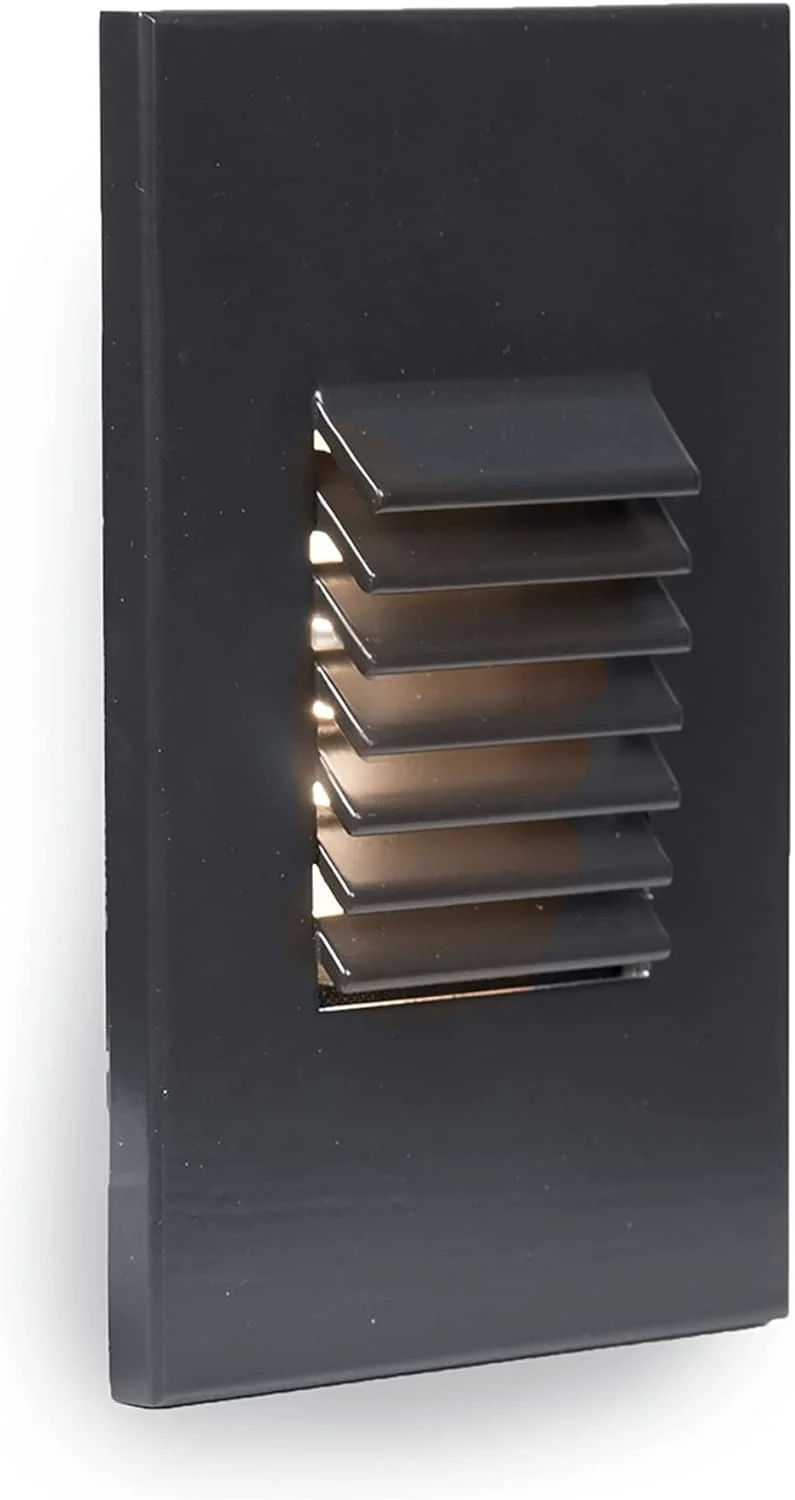 LEDme 120V LED Vertical Louvered Indoor and Outdoor Step and Wall Light Amber 1800K LED in Black