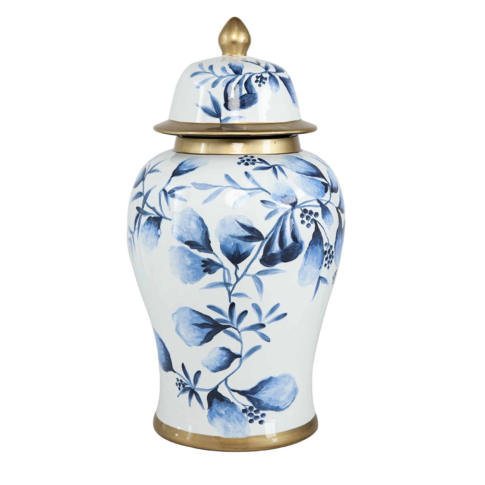 CC Home Furnishings Floral Print with Gold Trim Ginger Jar - 17.75