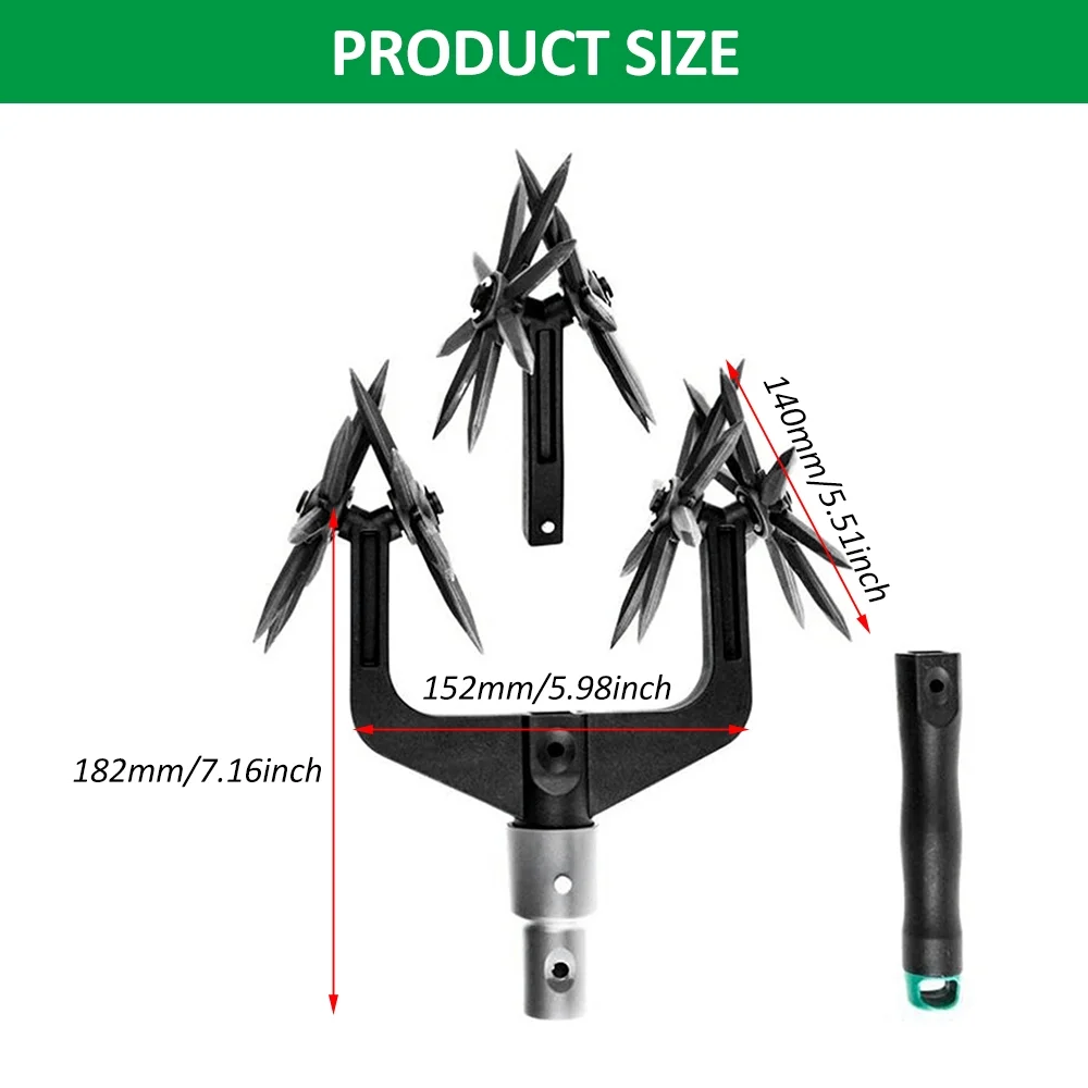 Walmeck Rotary Cultivator Tool Set, Hand Held Garden Soil Scarifier, Removable Tines, for Reseeding Grass or Soil Mixing