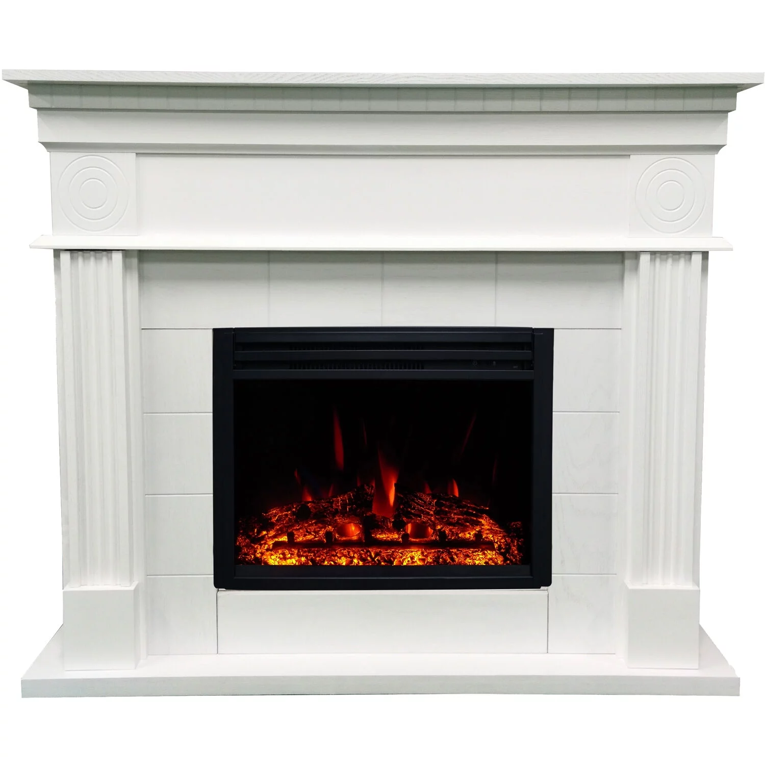 Cambridge 47.8-in. Shelby Electric Fireplace Mantel with Deep Log Insert, White
