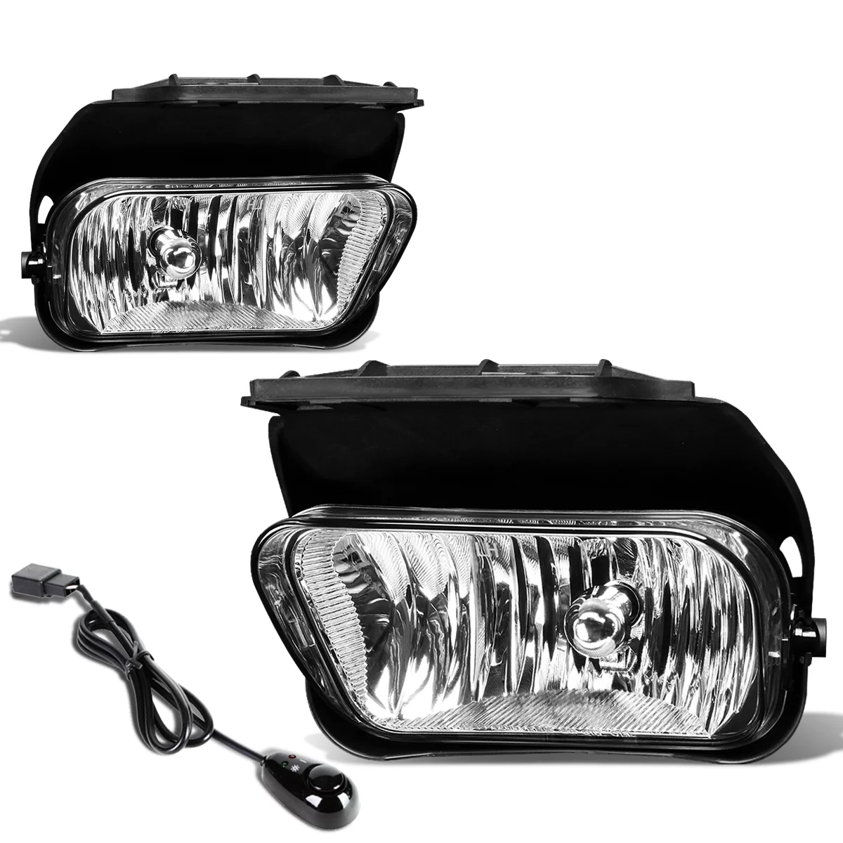 DNA Motoring FL-ZTL-307-CH For 2002 to 2007 Chevy Silverado Pair of Bumper Driving Fog Lights + Wiring Kit + Switch (Clear Lens) 03 04 05 06