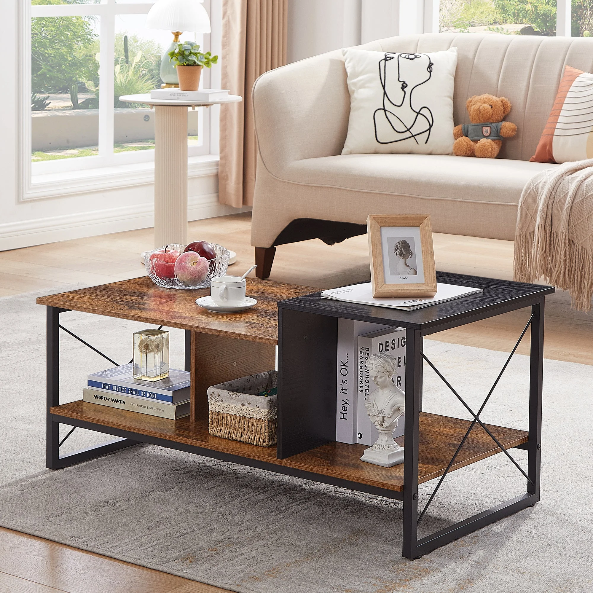 VECELO Coffee Table for Living Room, 39.4