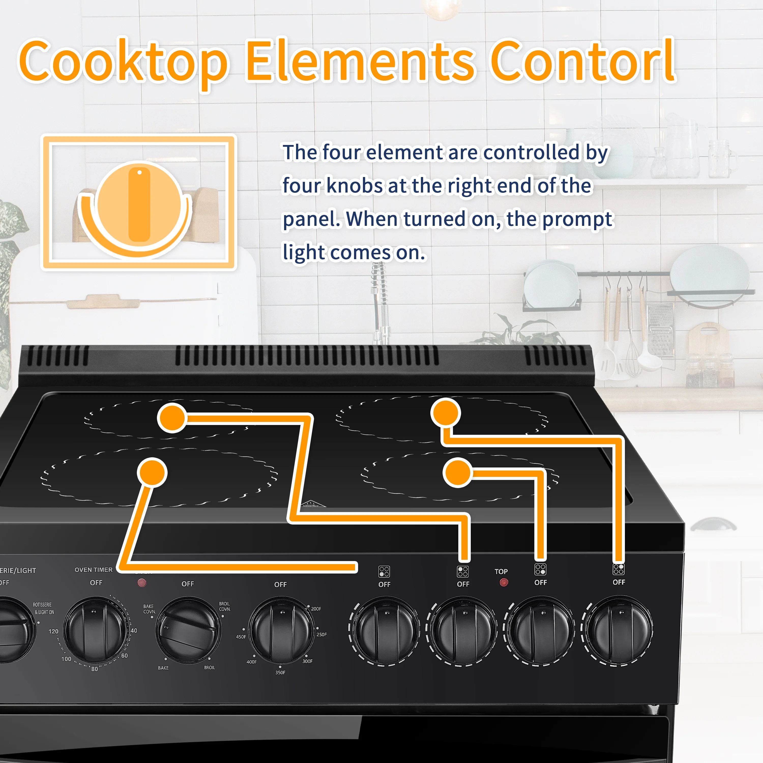 Lanbo 24 inch 2.9 Cu.ft Freestanding Electric Range with Rotisserie and  Convection Oven