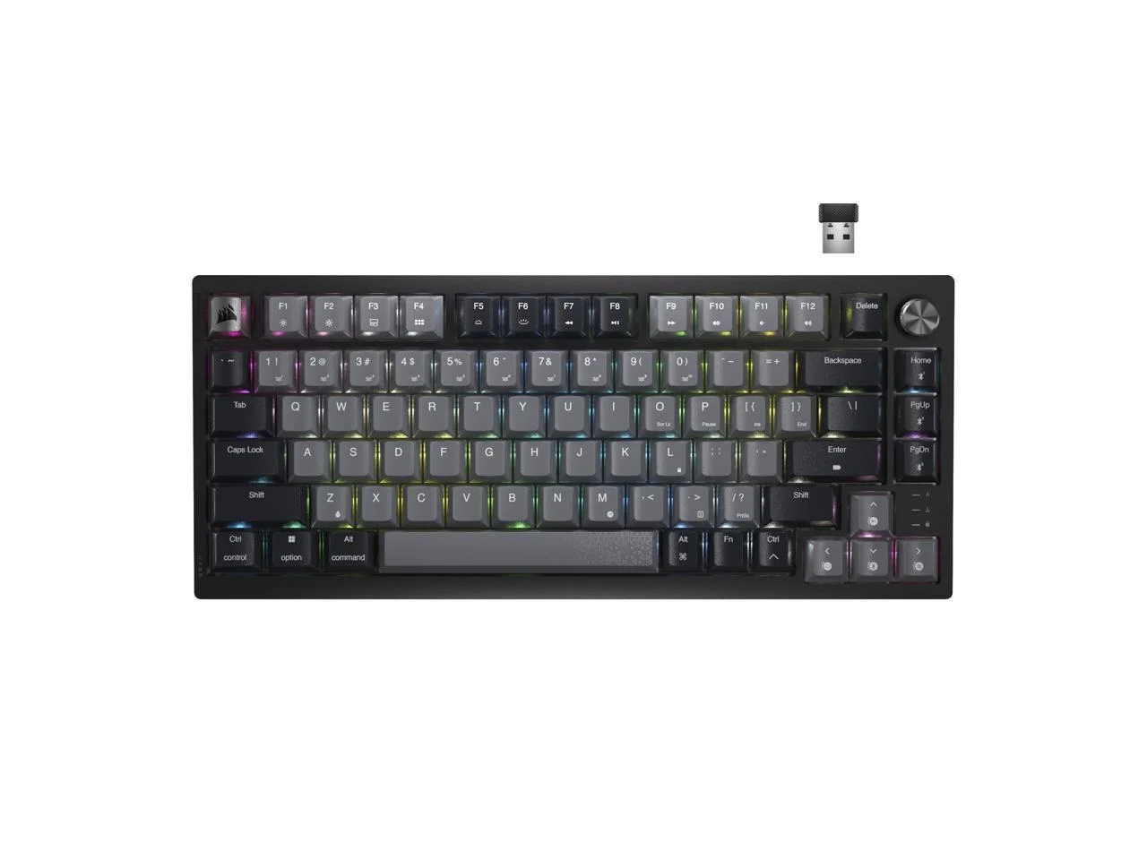CORSAIR K65 PLUS WIRELESS 75% RGB Mechanical Gaming Keyboard - Pre-Lubricated CORSAIR MLX Red Linear Switches - 2.4GHz Wireless - Bluetooth®