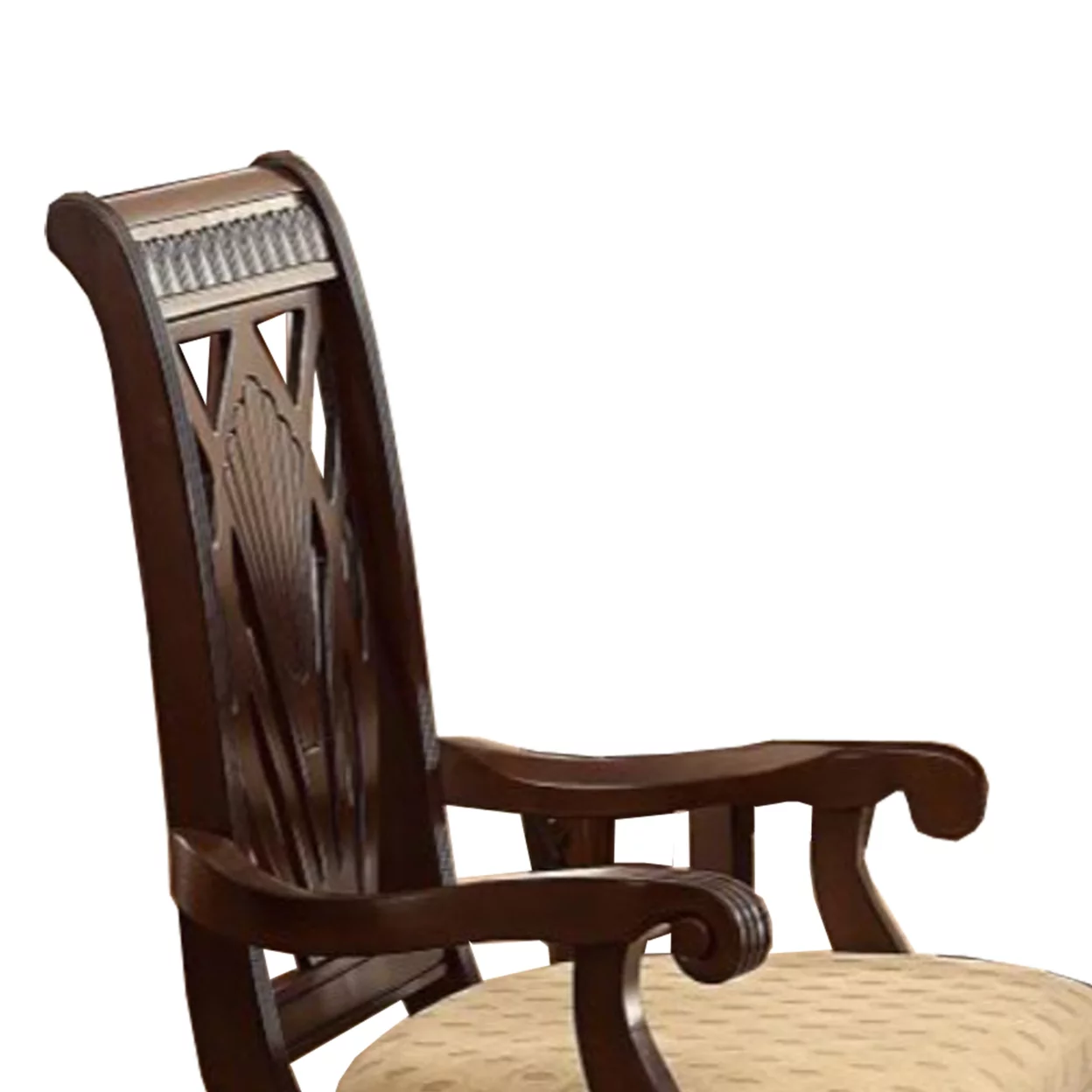 Benzara Traditional Style Wooden Fabric Dinning Arm Chair , Set of 2