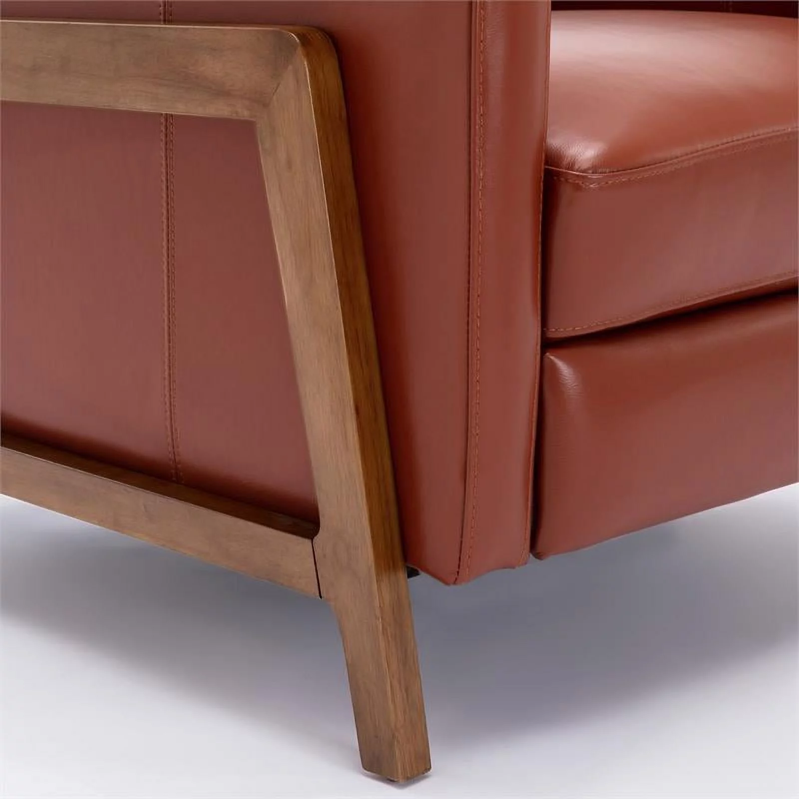 Bowery Hill Modern Leather Push Back Recliner in Caramel Finish