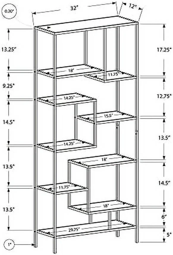 TJUNBOLIFE SPECIALITIES INC. Bookcase  72 inch  Silver/Clear Glass