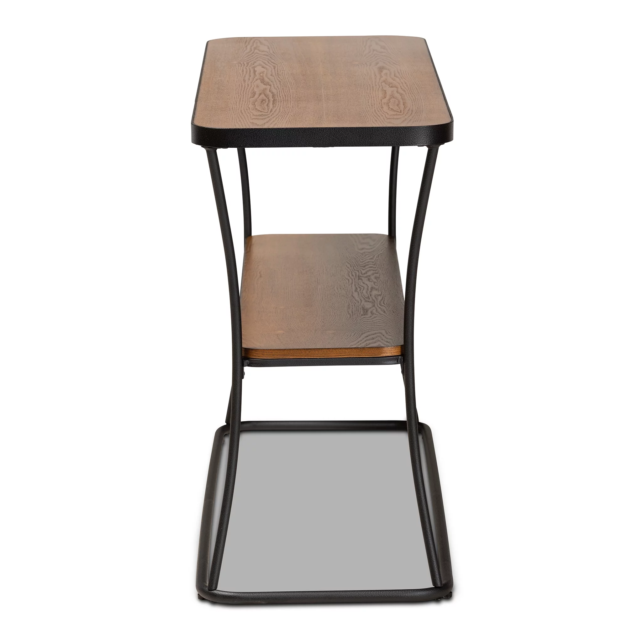 Baxton Studio Akram Rustic Industrial Walnut Brown Finished Wood and Black Finished Metal Console Table