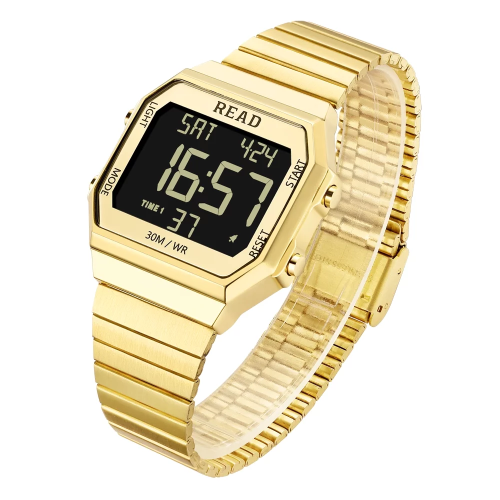 READ Men's Wristwatches, Digital Watches, Men's Sports Watches, Unisex Digital Wristwatch, Metal Case LCD Digital Watches, Men's Digital Watches