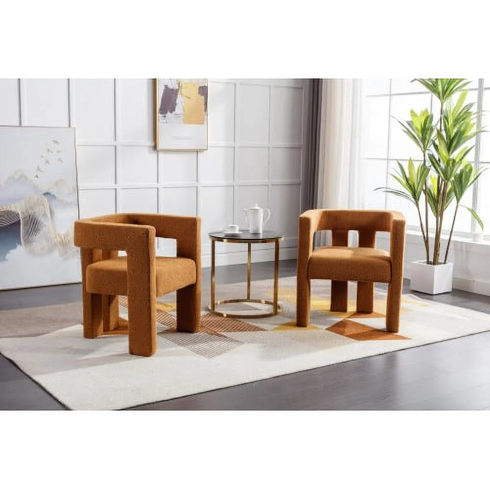 DremFaryoyo COOLMORE Contemporary Designed Fabric Upholstered Accent/Dining Chair /Barrel Side Chairs Kitchen Armchair for Living Room 2PC/SET