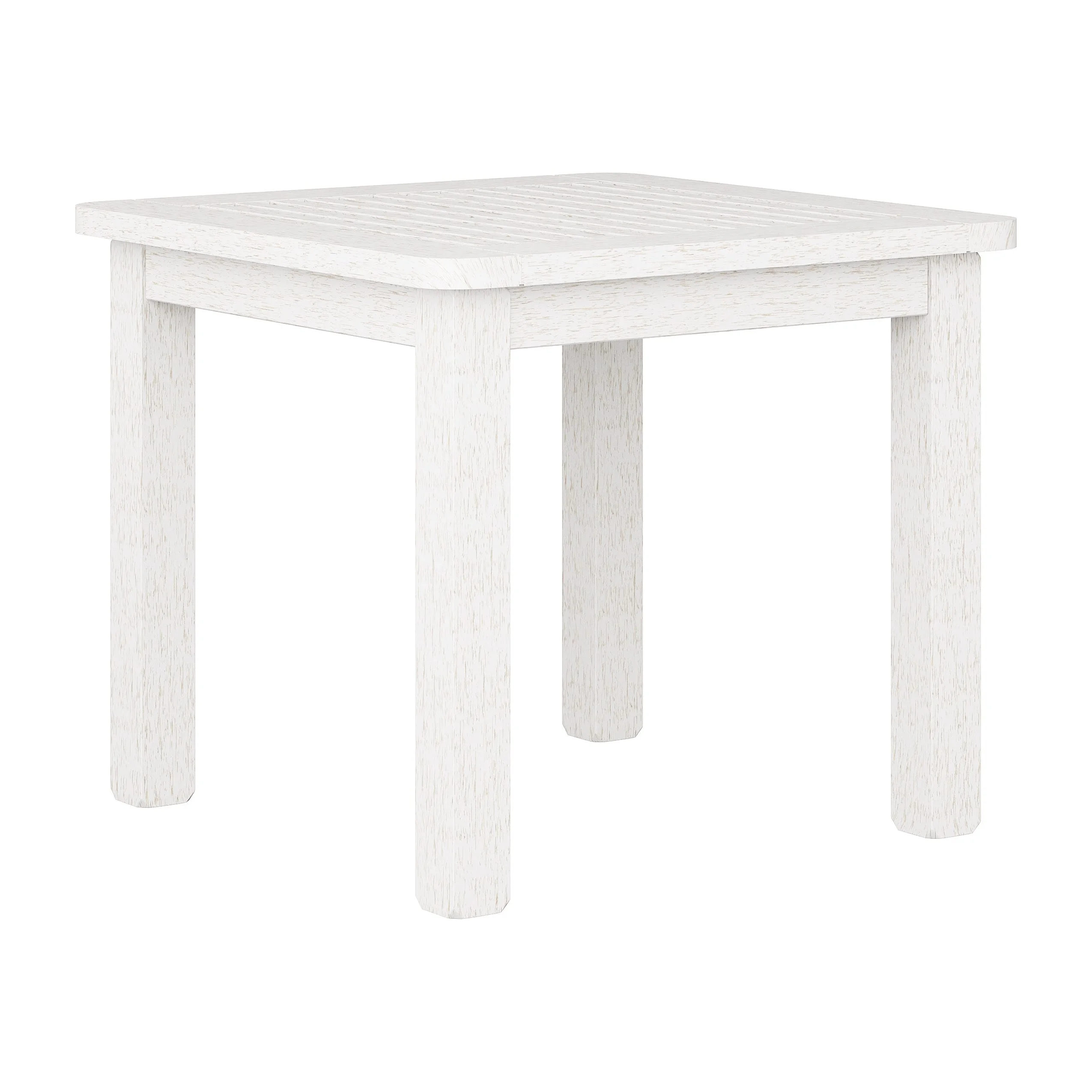 Miramar Contemporary White Washed Solid Wood Outdoor Side Table