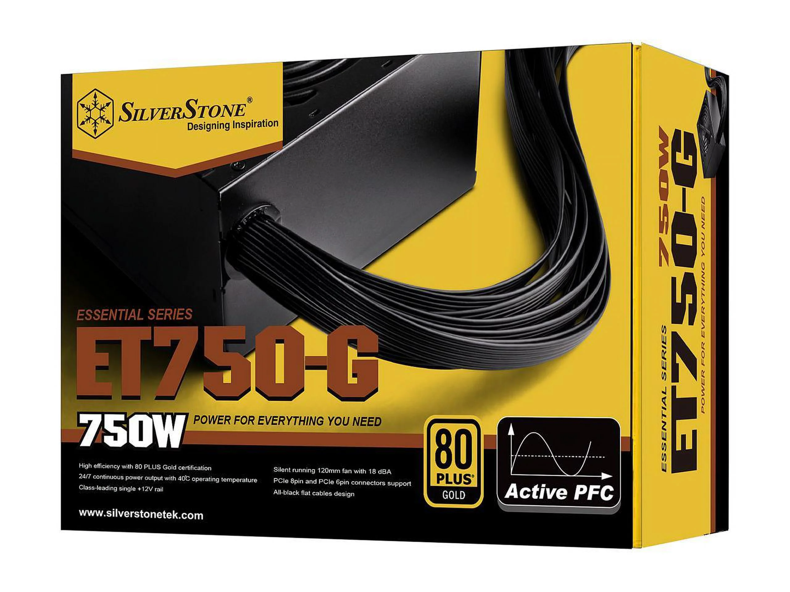SilverStone Essential Series SST-ET750-G 750 W ATX 80 PLUS GOLD Certified Active PFC(PF > 0.90 at full load) PFC Power Supply