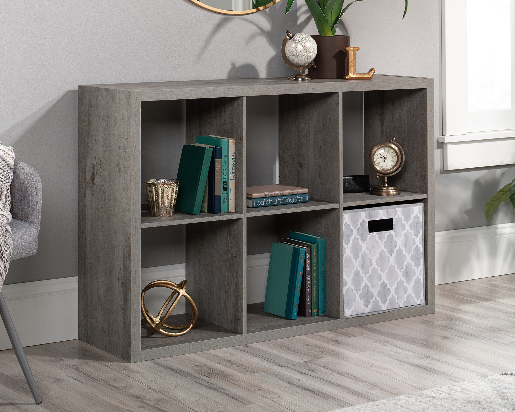Sauder Select 6-Cube Organizer Storage Bookcase Mystic Oak