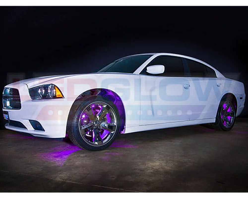 LEDGlow 4pc Purple LED Wheel Well Lighting Kit