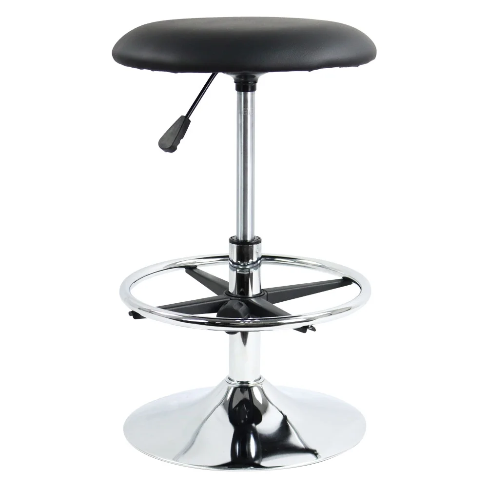 FURWOO Round PU Leather Counter Stool Swivel Height Adjustable Stool Shop Stool with Footrest Home Kitchen Stand Stool Bar Stool Desk Stool Office Stool(Black)
