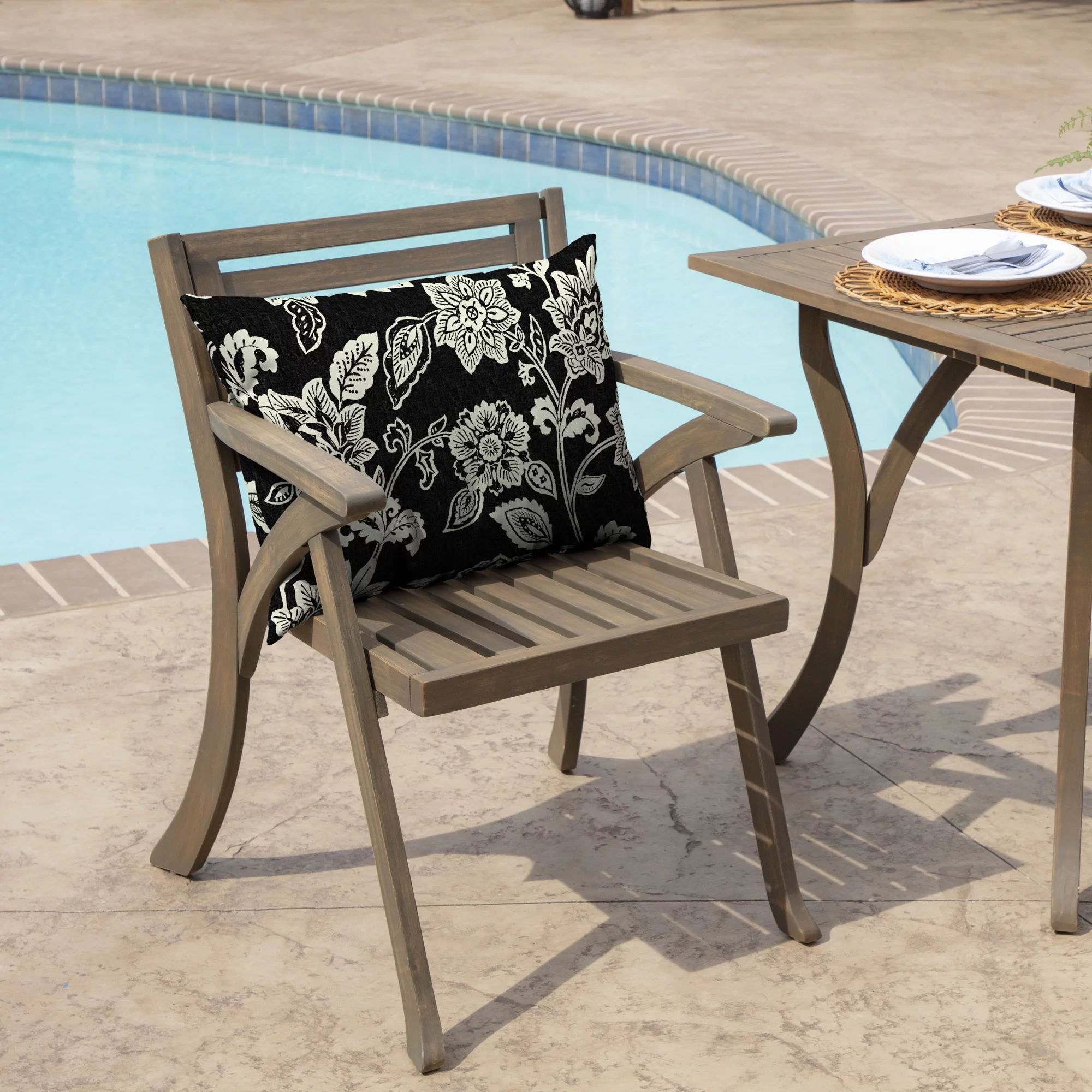 Arden Selections Ashland Black Jacobean Outdoor 17 x 23 in. Pillow Back