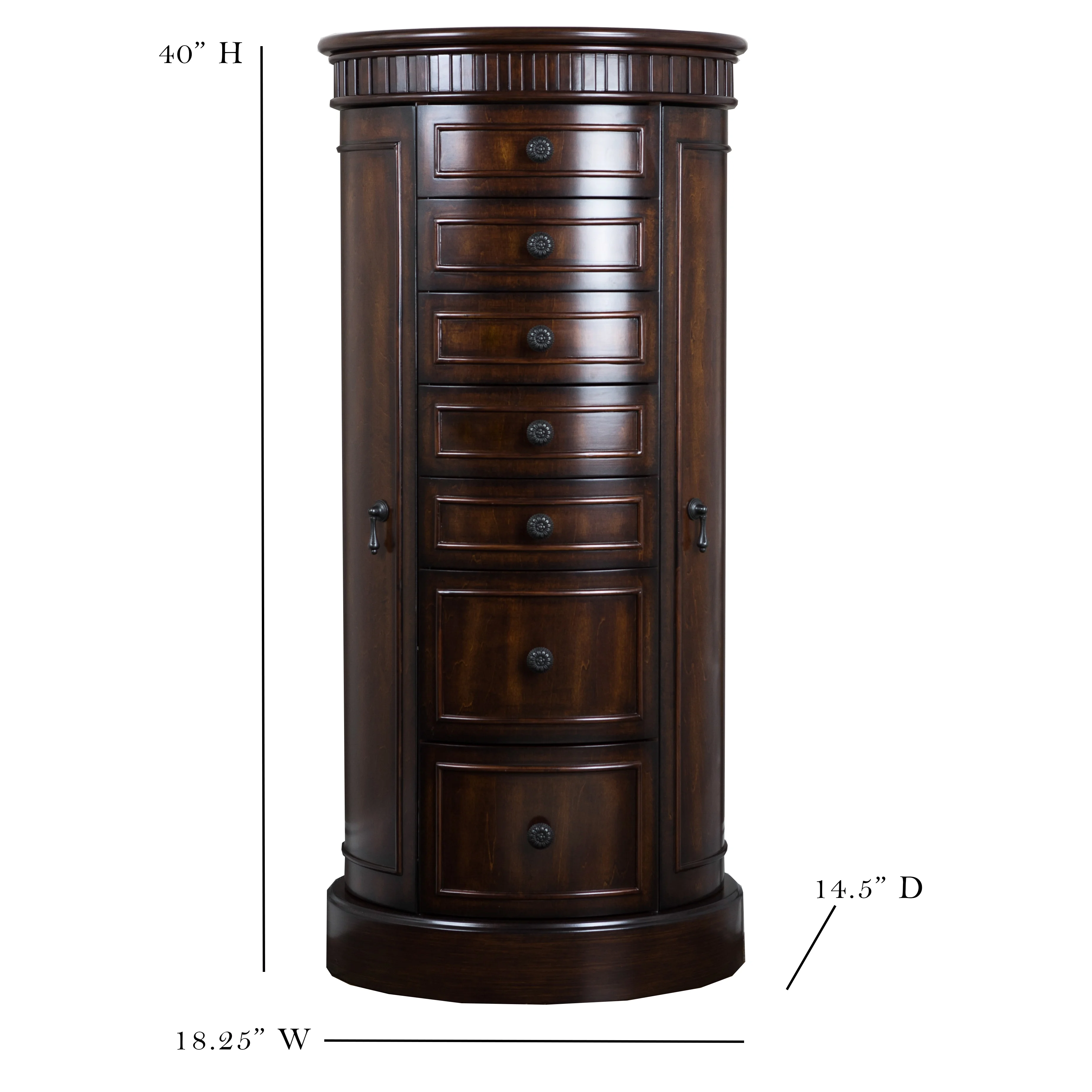 Hives & Honey Bailey Round Free Standing Jewelry Armoire - Rich Walnut