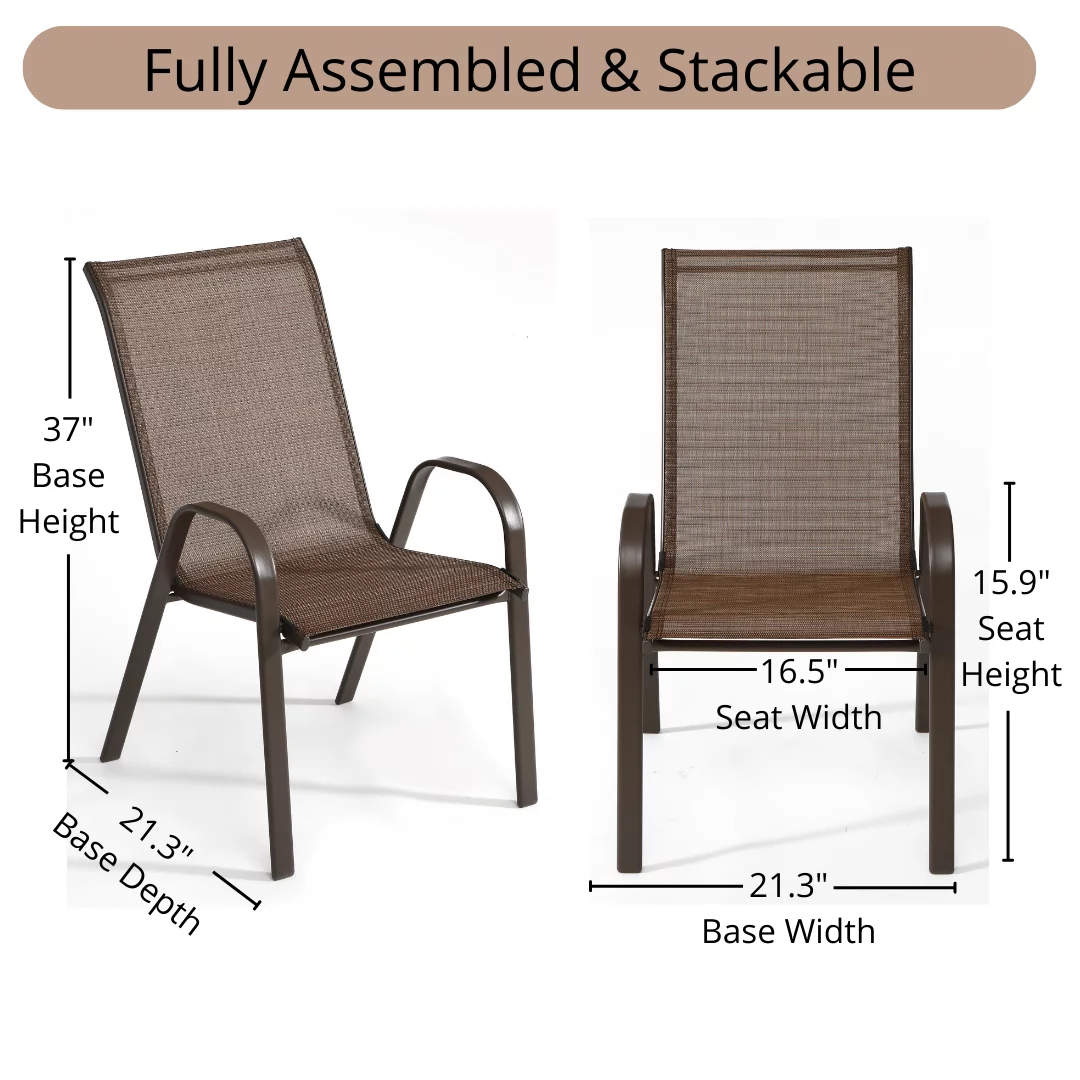 Merakii Stacking Patio Dining Armchairs - Set of 4 - Brown