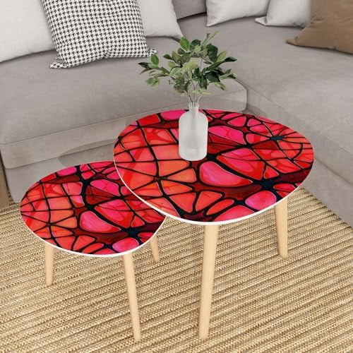 TQJKLFDY Small Coffee Nesting  Abstract Stained Glass Mosaic Triangle End  Center   Modern   Room Bedroom Balcony