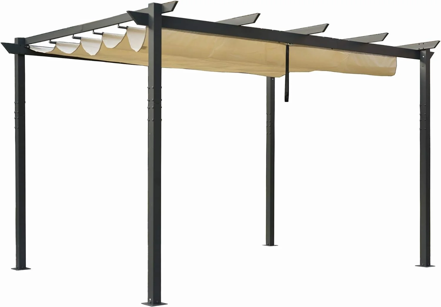 Kozyard Morgan Outdoor Extra-Large Gray Aluminum Frame Pergola with Sunshade Canopy (10'x13', Beige)
