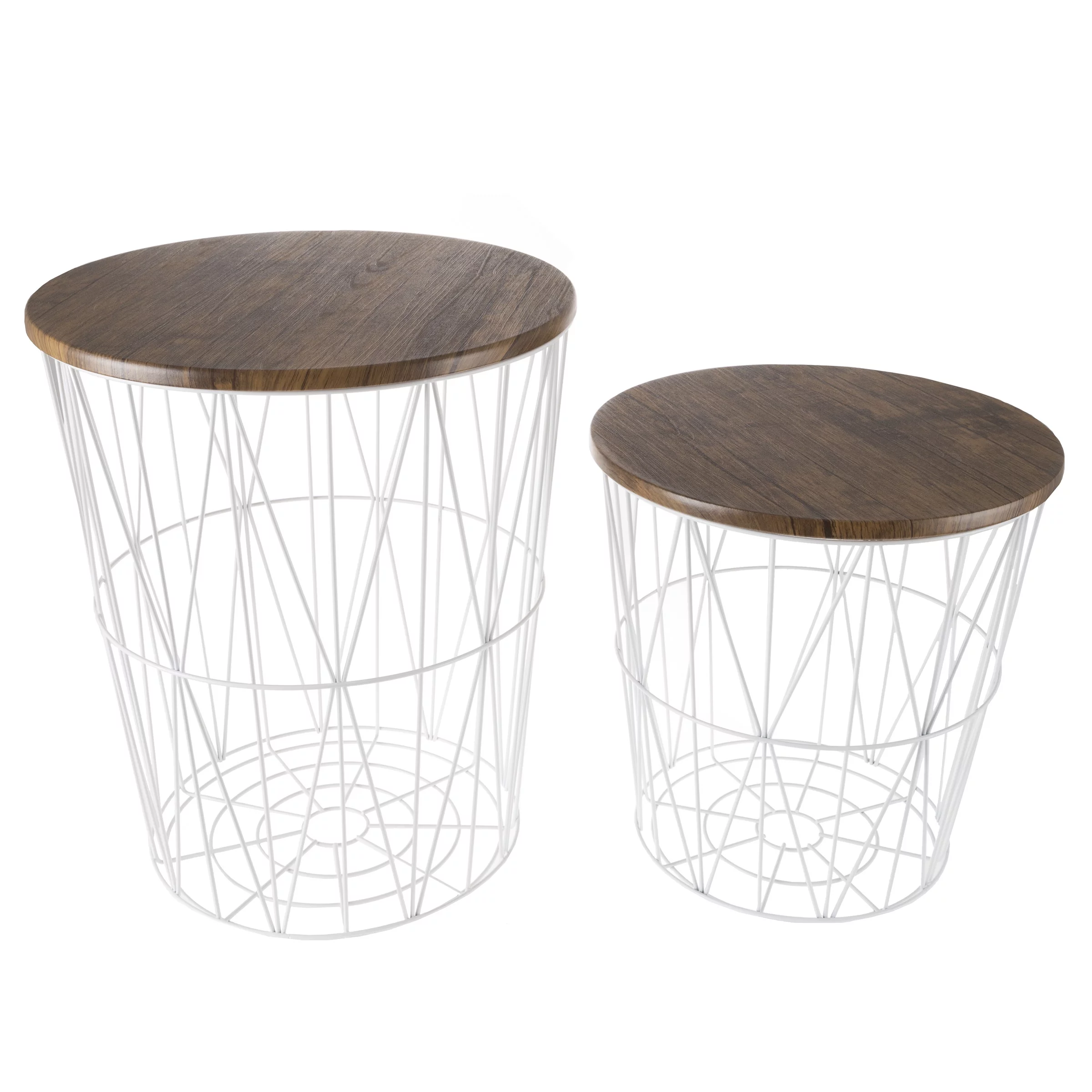 Lavish Home Set of 2 Nesting Tables with Storage for Living Room or Home Office