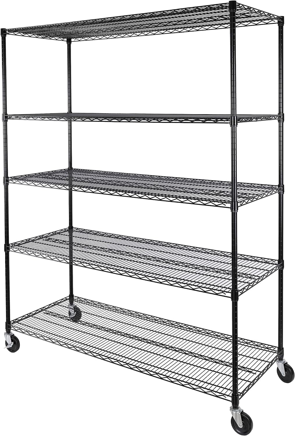 U-SHARE UltraDurable Heavy Duty NSF Solid Steel Wire Rack Storage Unit, Organizer for Garage, Warehouse, Office, Restaurant, Classroom, Kitchen, Black, 5-Tier Shelving, 60