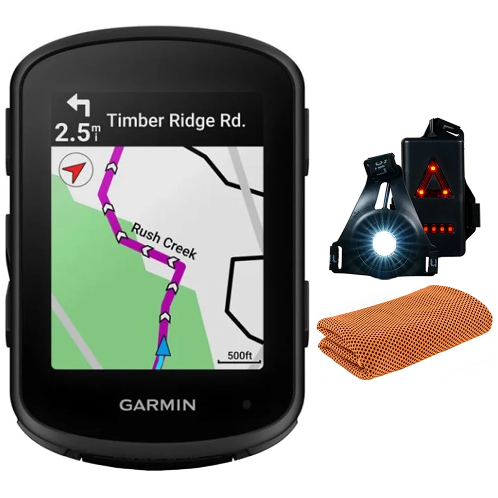 Garmin 010-02695-00 Edge 840, Compact GPS Cycling Computer, Device Only Bundle with Workout Cooling Sport Towel and Deco Essentials Wearable Commuter Front and Rear Safety Light