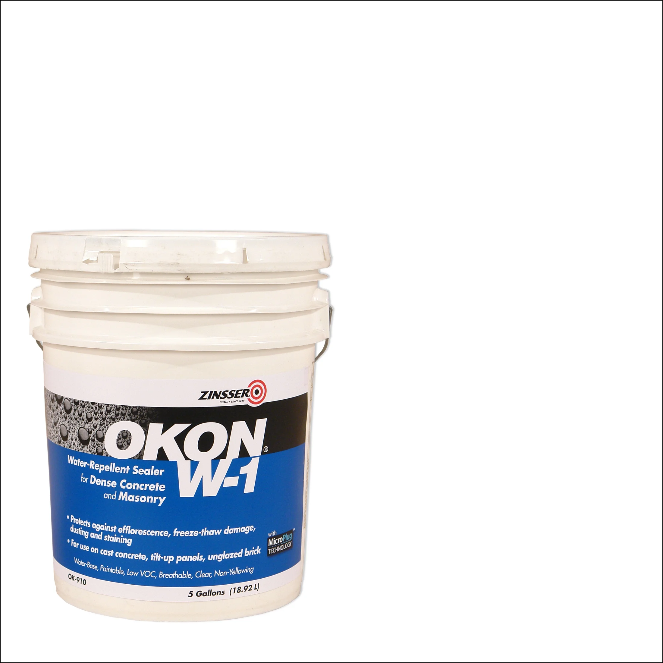 Clear, Zinsser Okon W-1 Water Repellent Concrete Sealer- OK910, 5 Gallon- 1 Pack