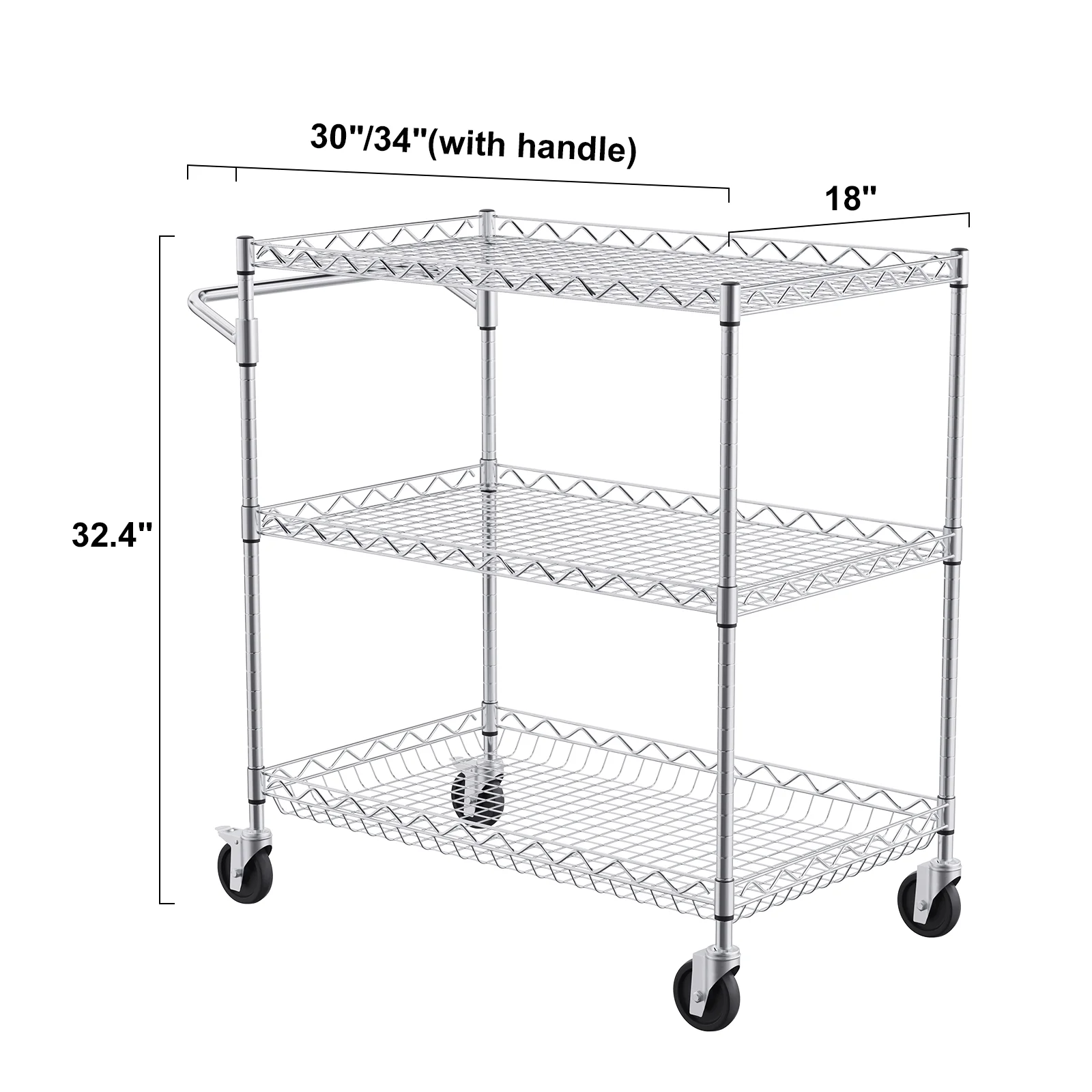 BENTISM 3-Tier Utility Cart Rolling Cart on Wheels 30