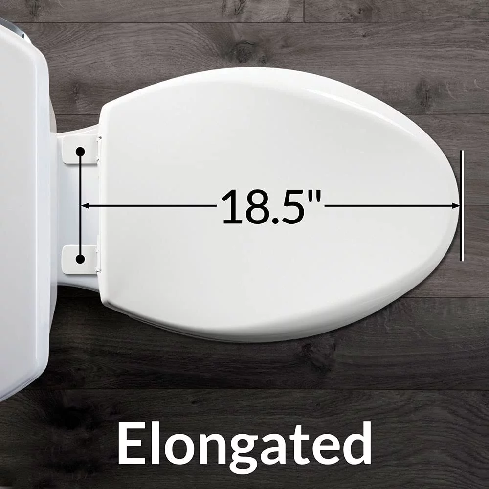 MAYFAIR 1844CP 000 Toilet Seat with Chrome Hinges will Never Come Loose, ELONGATED, Durable Enameled Wood, White