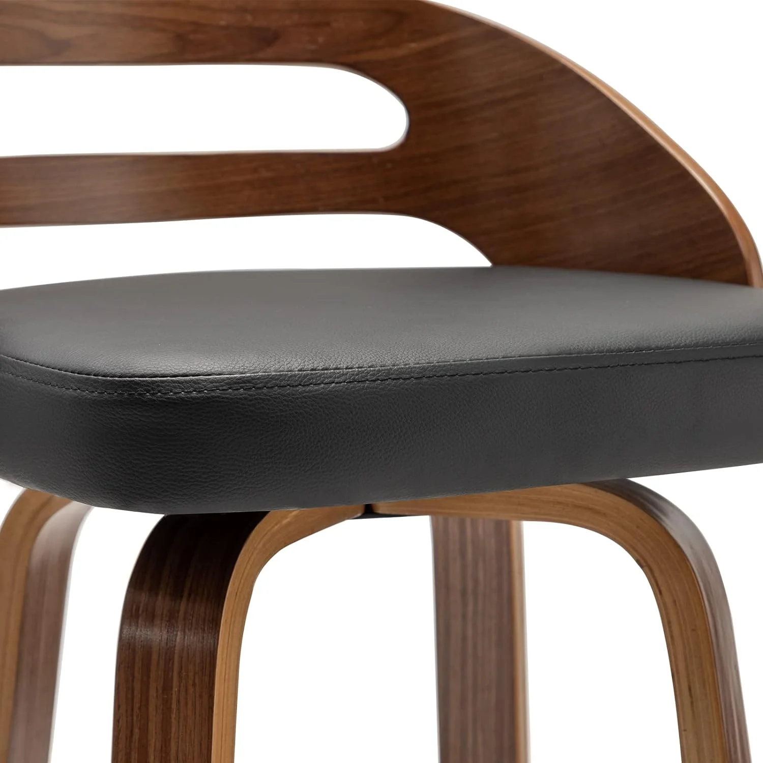 U-ToBe Bar Stools Set of 2, Swivel Bar Height Stools with Low Back, Wood Bar Chairs with Soft Cushion Seat, 30.31-Inch Seat Height (Black, 30