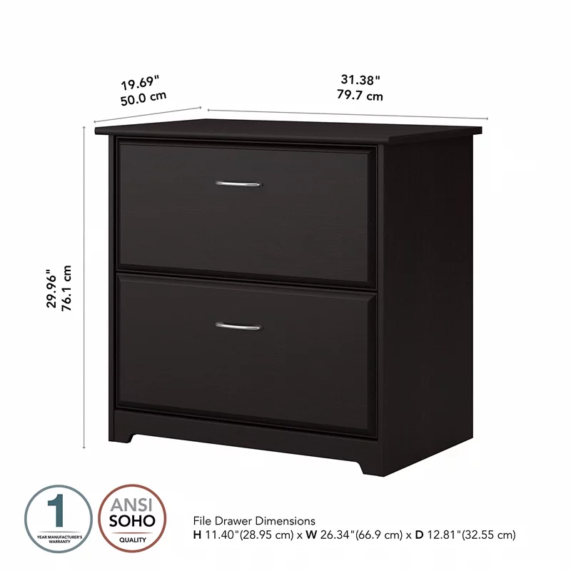 Home Square 2 Piece Engineered Wood Filing Cabinet Set in Espresso Oak