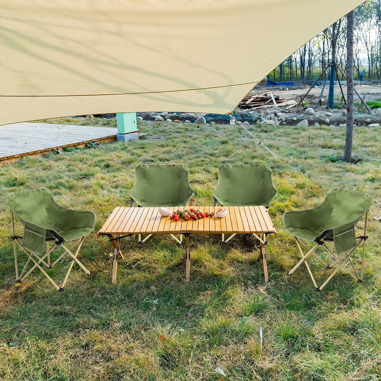 6 Pack Lightweight Camping Chair Compact Folding Chair Collapsible Portable Chair Lawn Beach Camping Chairs with 6 Carry Bag, Supports 330 Lbs, for Travel, Picnic, Festival, Backpacking