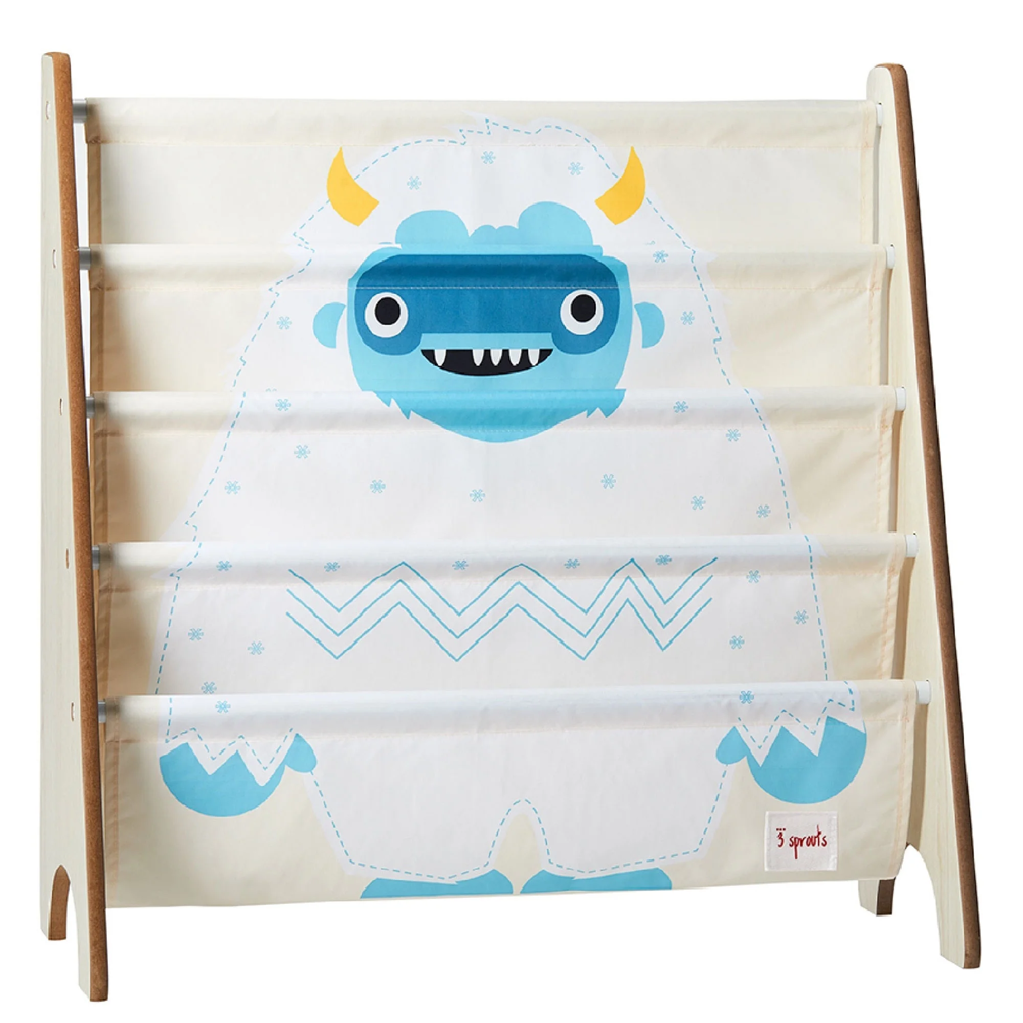 3 Sprouts Kids Toddlers Bookshelf Rack for Bedroom and Playroom, Yeti Print