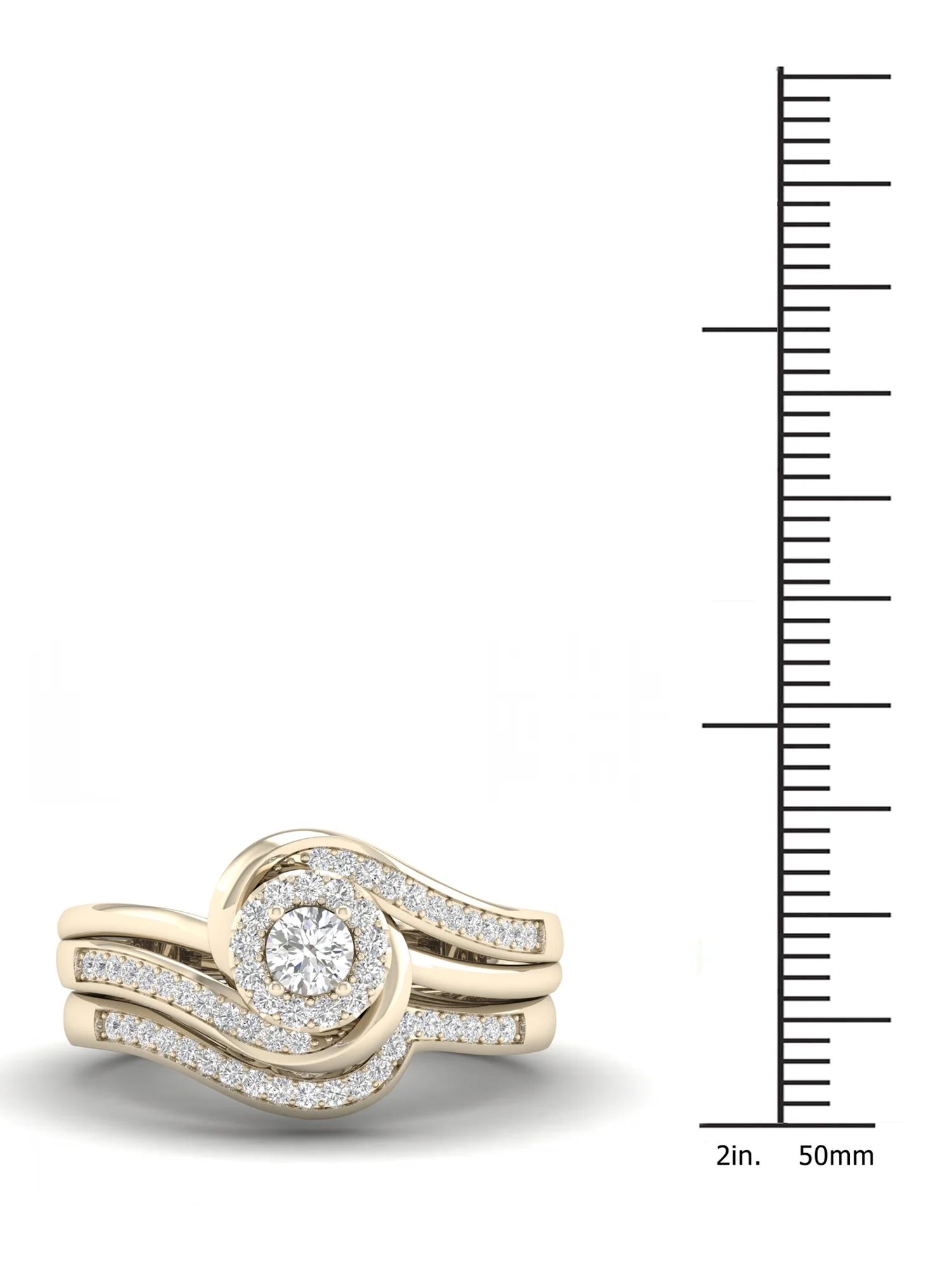 Imperial 1/3Ct TDW Diamond 10k Yellow Gold Bypass Halo Bridal Set (H-I, I2)