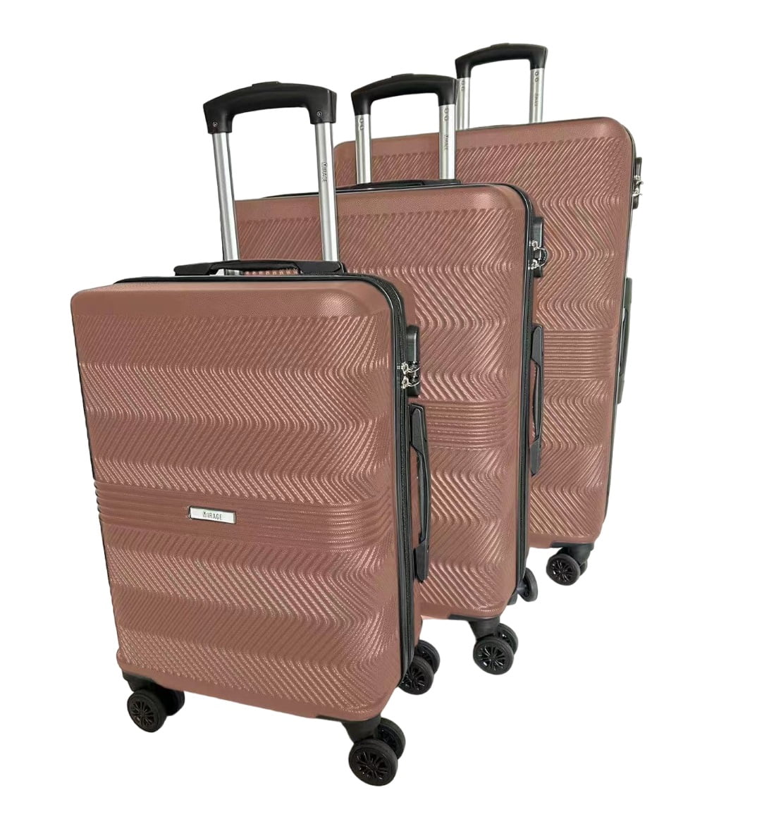 Mirage Fay ABS Hard Shell Style Lightweight 360 Dual Spinning Wheels Combo Lock 3 Piece Luggage Set