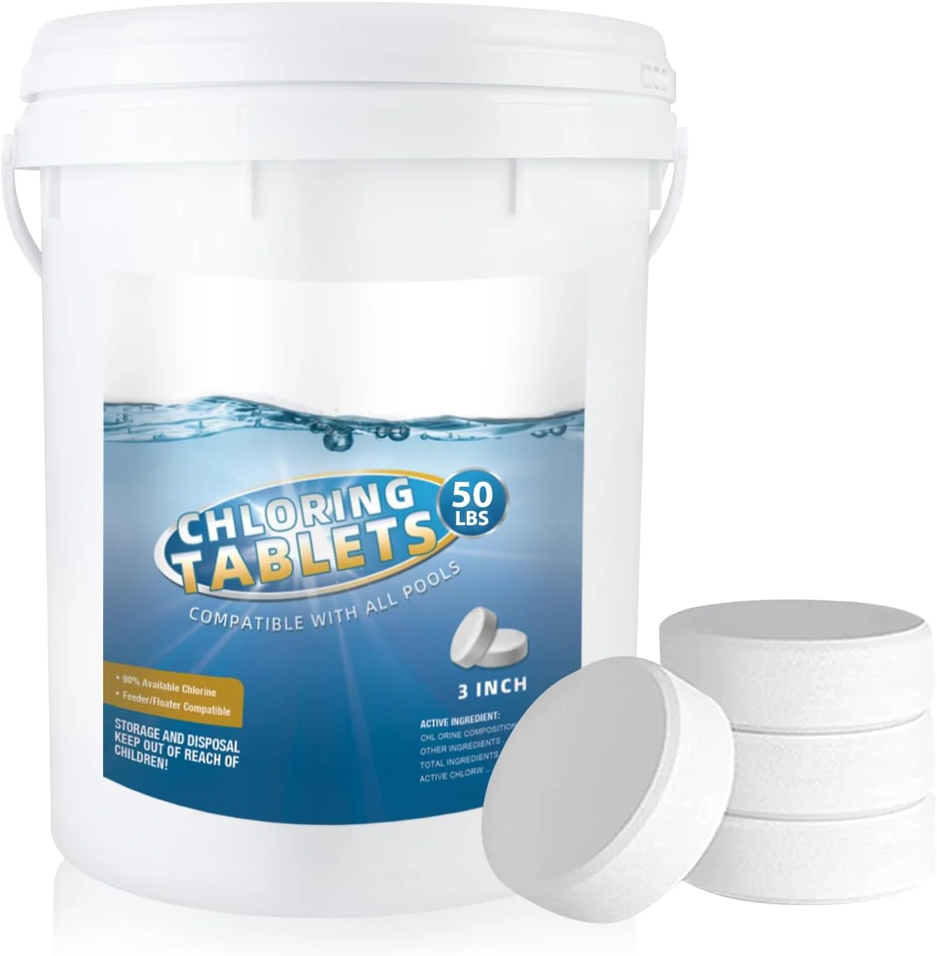3 inch 50 LB for Swimming Pool and Spa, Slow Dissolving Individually Wrapped, Long-Lasting Slow-Dissolving