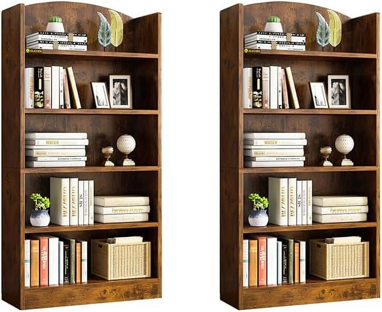 GVJMTKP Wood 5  Bookcase  47.24" Tall Office Bookshelf 5-Tier  Open Book  Bookshelves Standing Display  Units for Home Office  Living Room  Bedroom  Kitchen-Antique