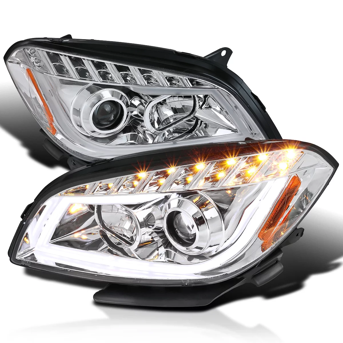 Spec-D Tuning LED Clear Projector Headlights Compatible with 2008-2012 Chevy Malibu LS / LT / LTZ, 2008-2010 Chevy Malibu Hybrid, Left + Right Pair Headlamps Assembly