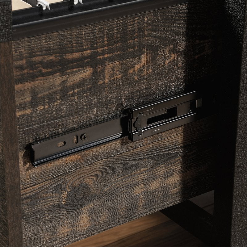 Home Square 2 Piece 2-drawer Mobile Wood Filing Cabinet Set in Carbon Oak/Black