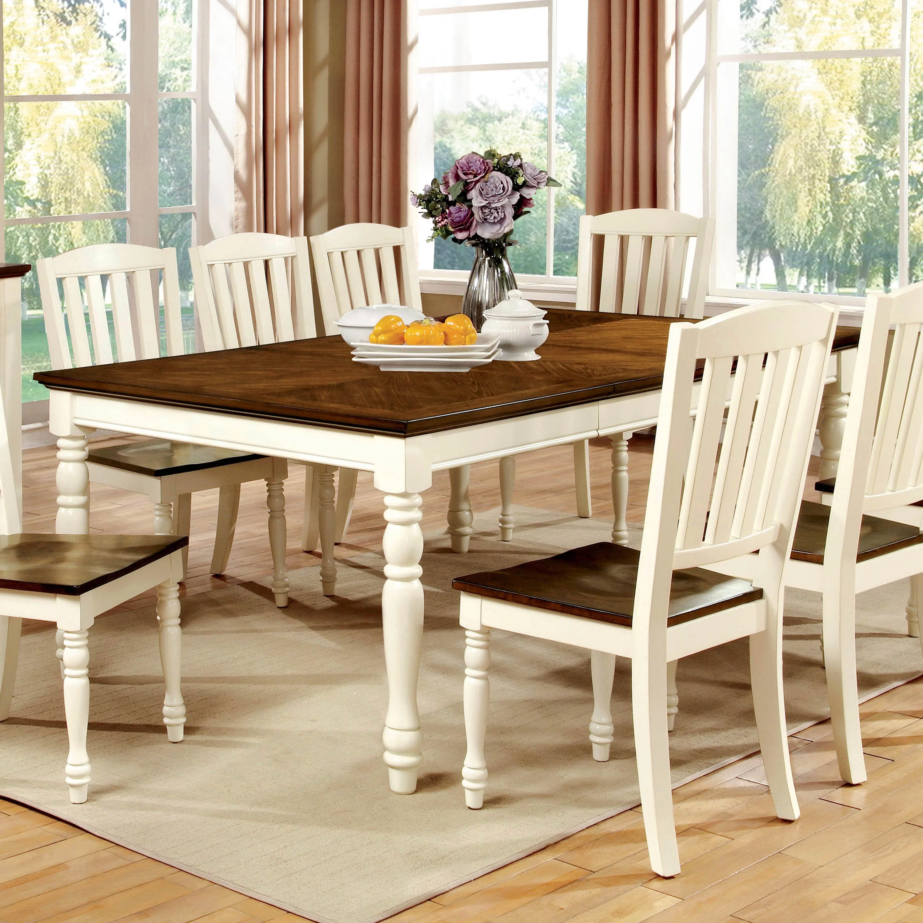 Furniture of America Lankton Wooden Dining Table, Vintage White