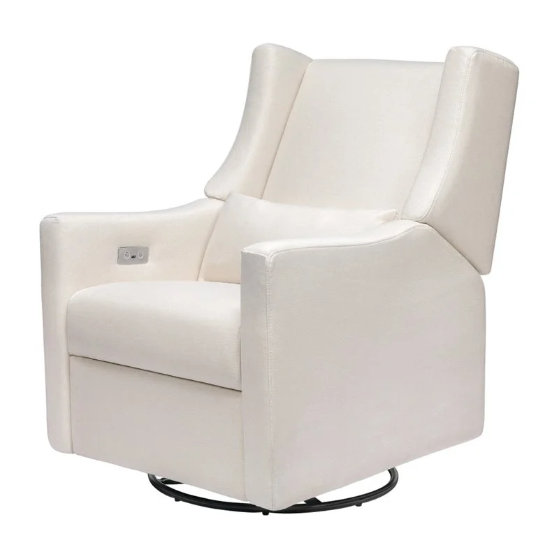 Pemberly Row Glider Recliner w/ Electronic Control in Cream Eco-Weave
