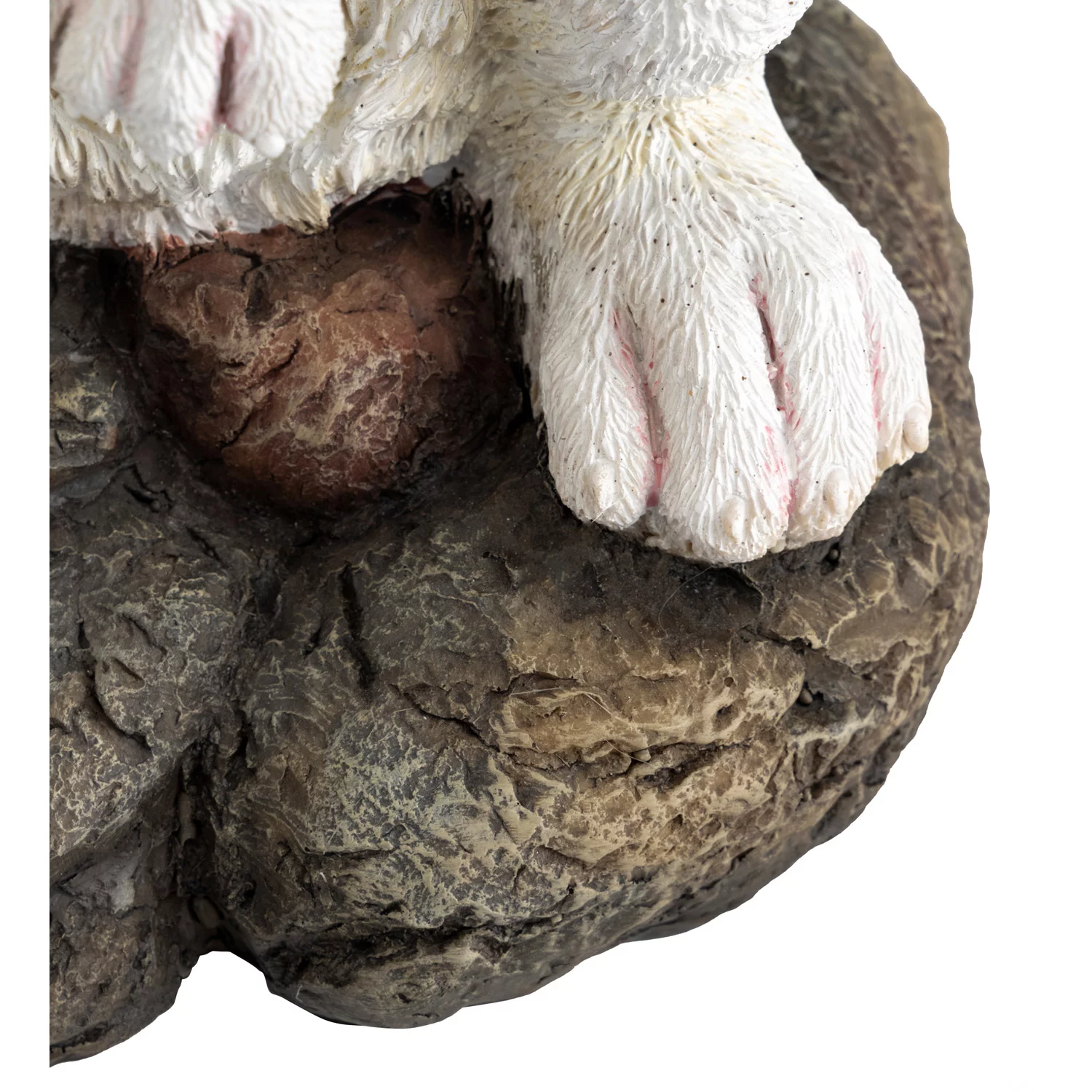 BUNNY WITH METAL LEAF BIRDBATH