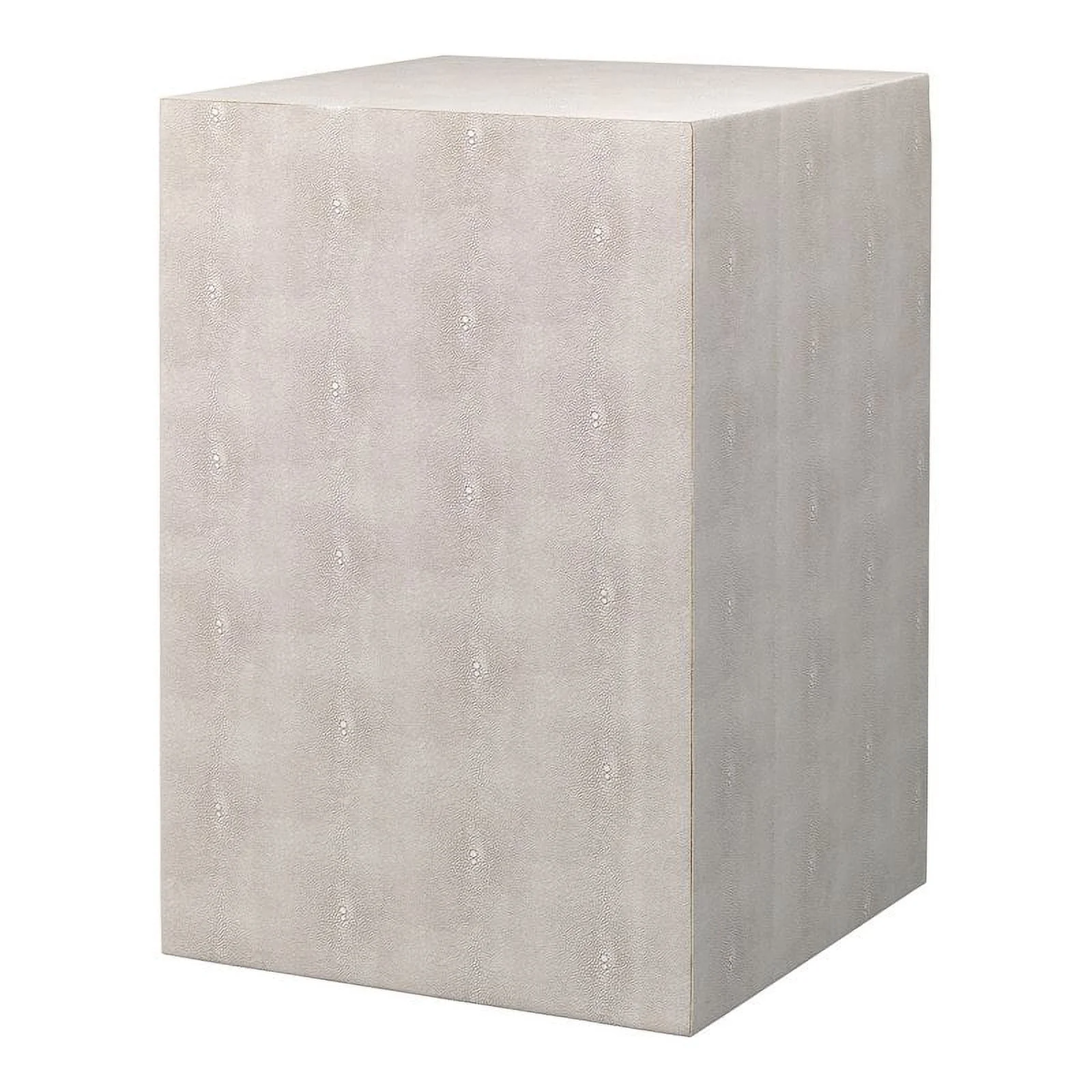Home Square Square Faux Shagreen and Wood Side Table in Ivory - Set of 2