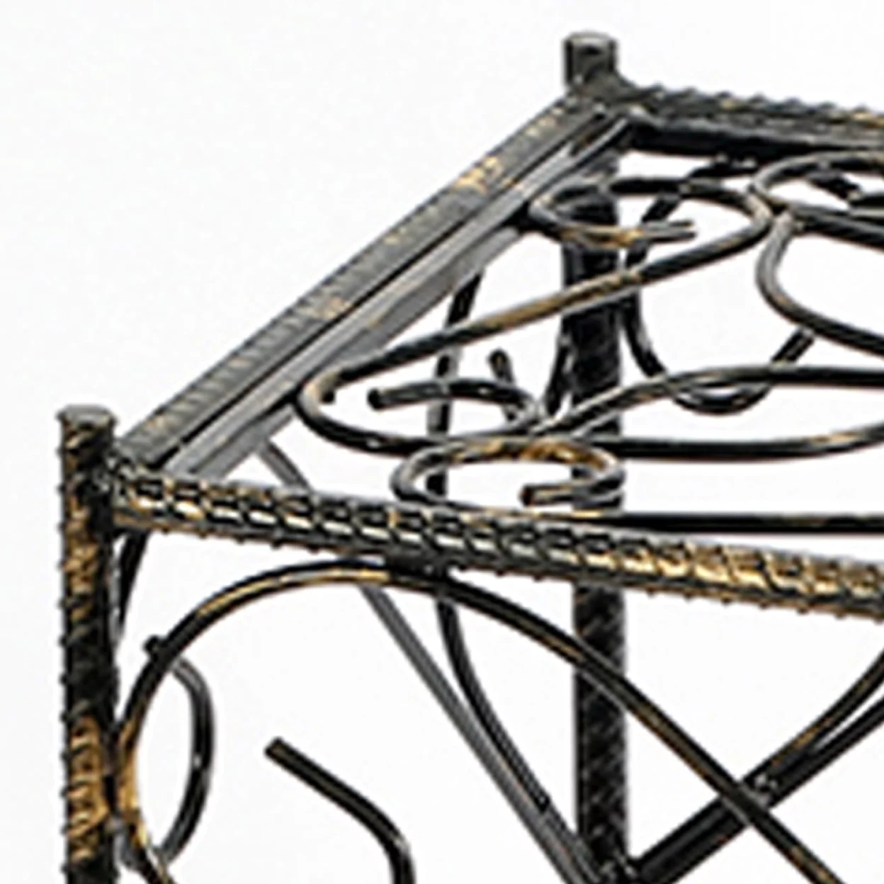 Benjara Scrolled Metal Frame Plant Stand with Square Top, Large, Black